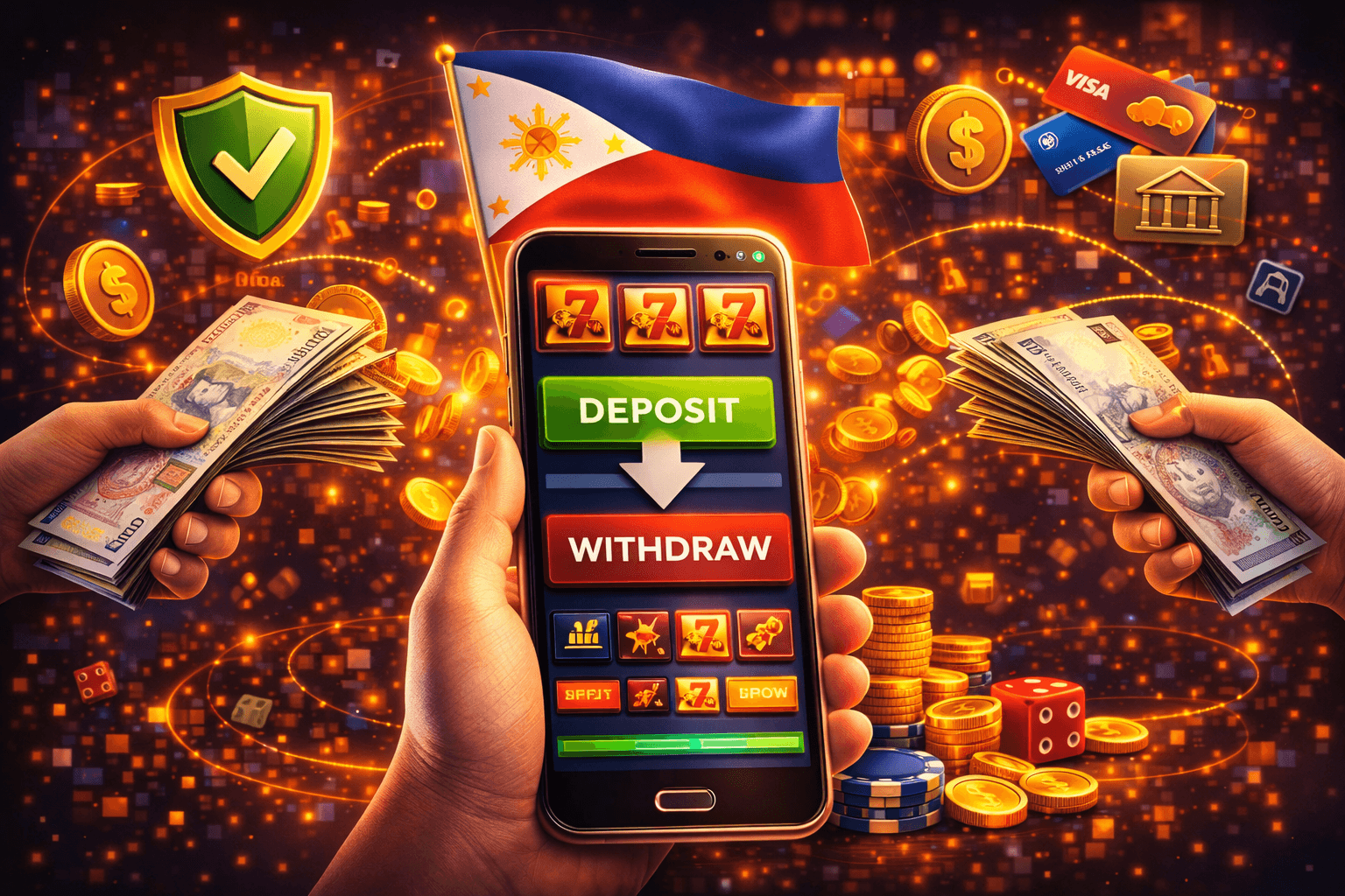 Casino-transactions-with-Philippine-peso-and-icons