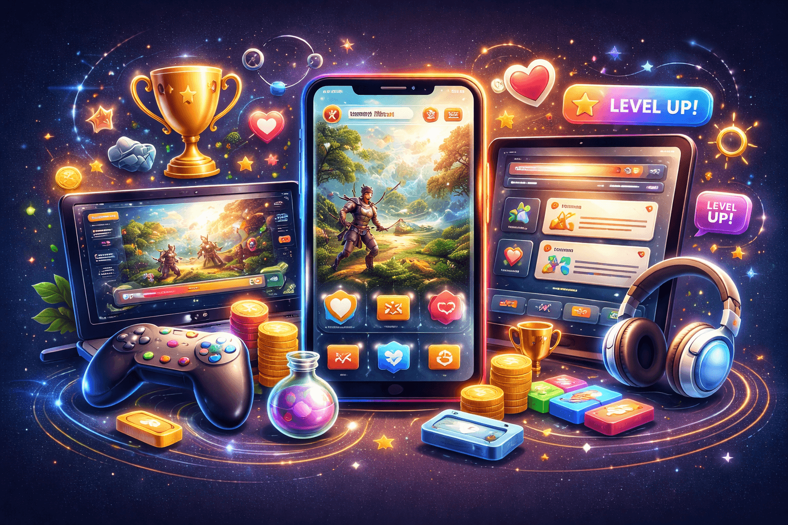 Futuristic-gaming-interface-and-devices