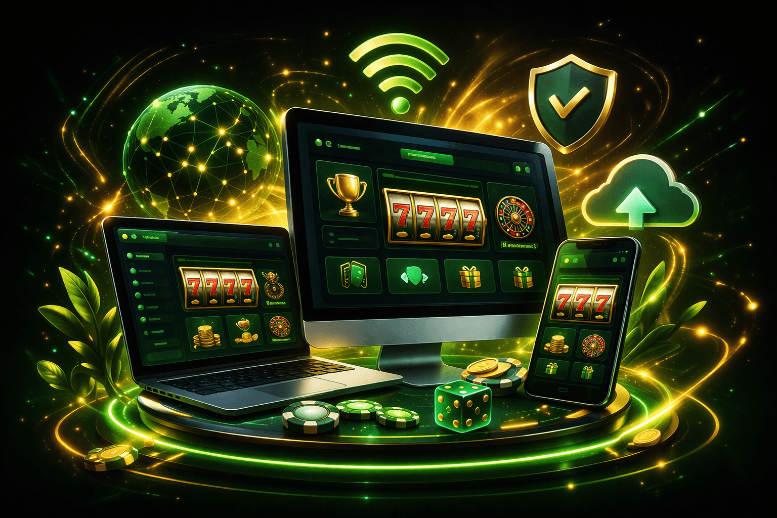 Futuristic-gaming-platform-with-neon-accents